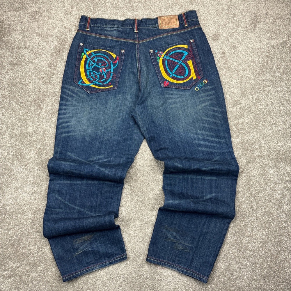 Vintage 90s Coogi Baggy Embroidered Jeans 42x35 (Fits 40x34)